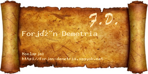 Forján Demetria névjegykártya